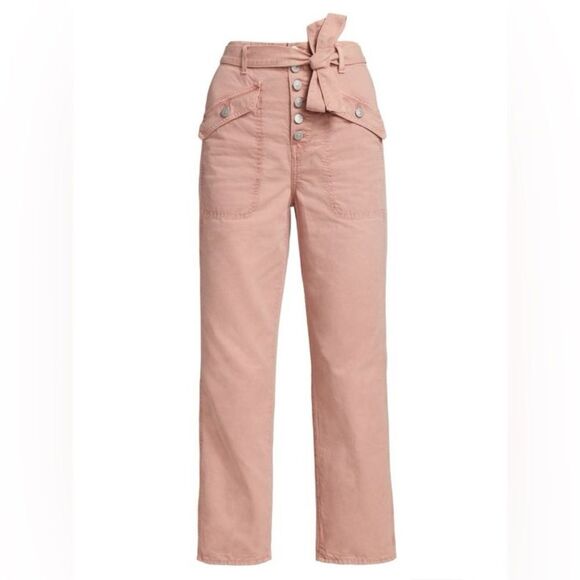 Veronica Beard Rinley Straight Ankle Jeans Pants Women’s 29 Belted Pink Preppy - Picture 2 of 13